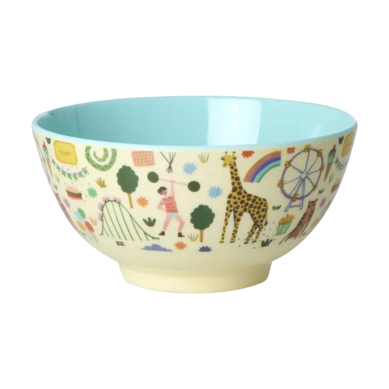 Skål i Melamin - Mint Fun Fair Print - Medium 700 ml