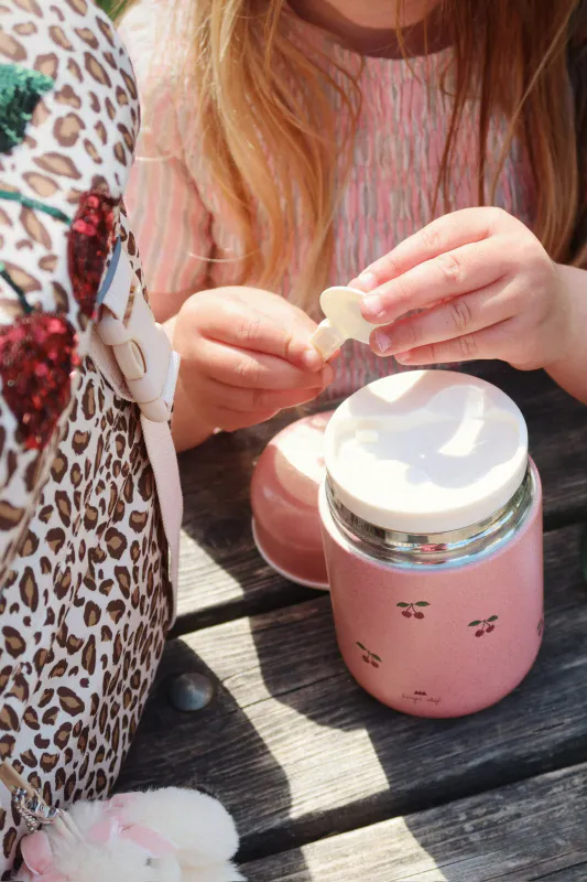 Glitter Thermo Food Jar, Cherry Glitter - Konges Sløjd